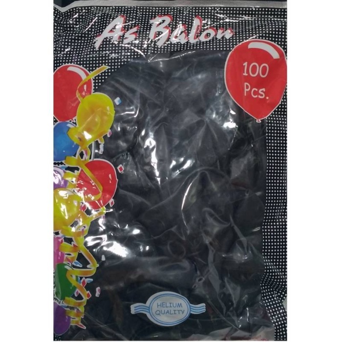 12 As Metalik Balon Siyah