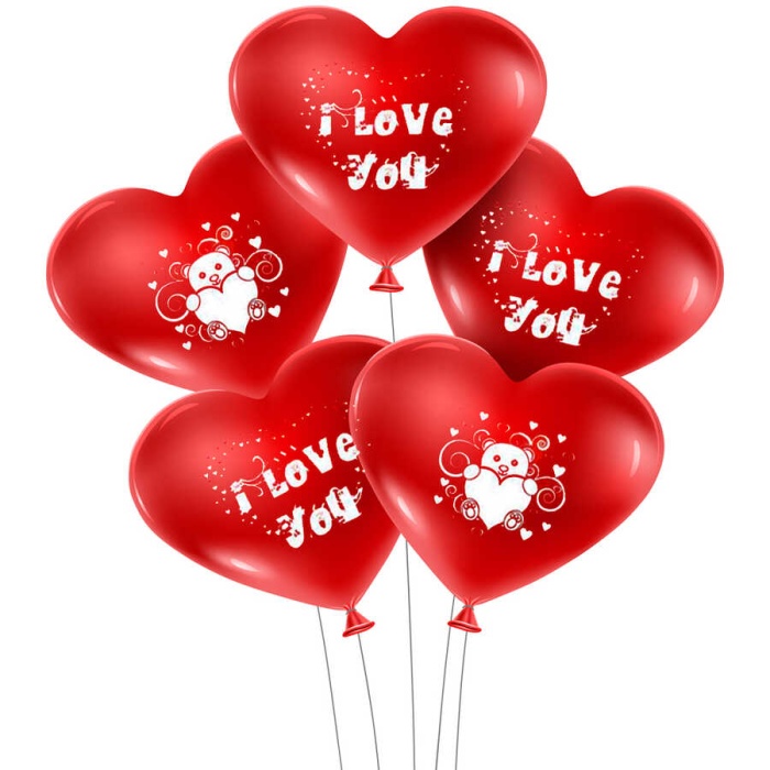 I Love U Baskılı Kalp Balon