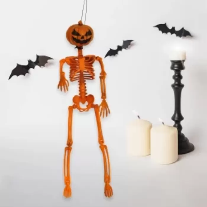 Halloween Plastik İskelet Dekor turuncu - Balkabağı