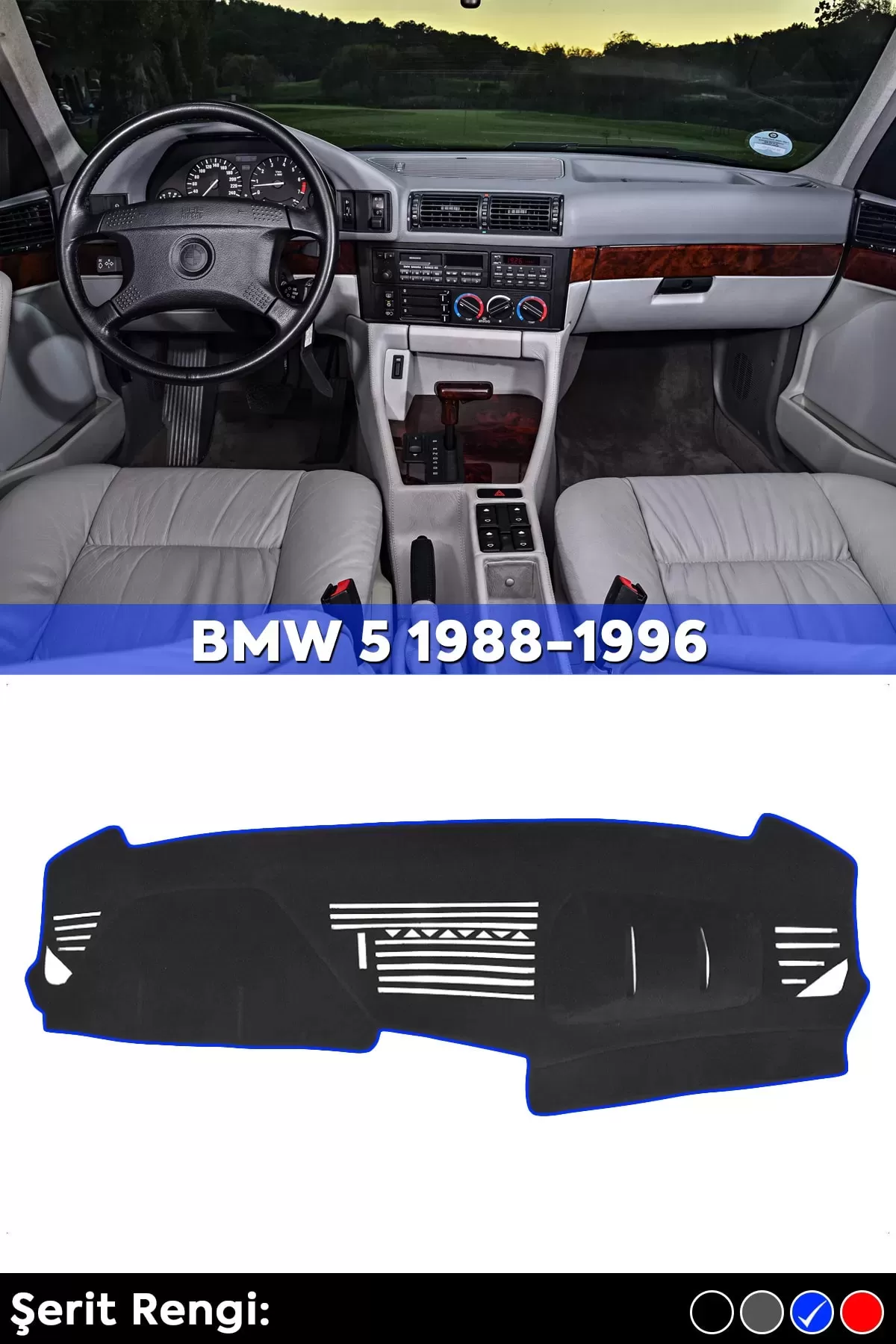 Bmw 5 (1988-1994) 3d Torpido Koruma Kılıfı - Ön Göğüs Kaplama - Mavi Şerit