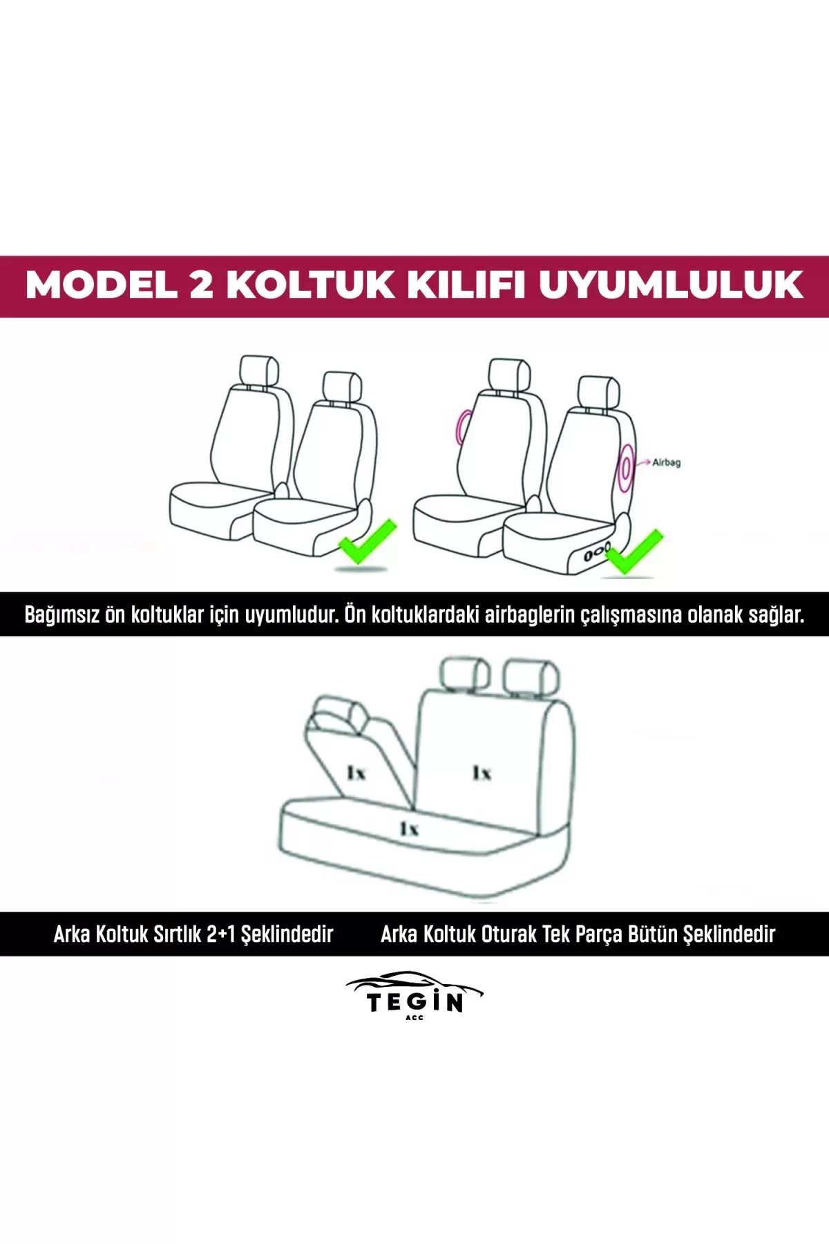 Efes Konfor Serisi Baklava Desenli Kumaş Deri Detay Koltuk Kılıfı Takımı 5 Tek Koltuk Siyah Kırmızı