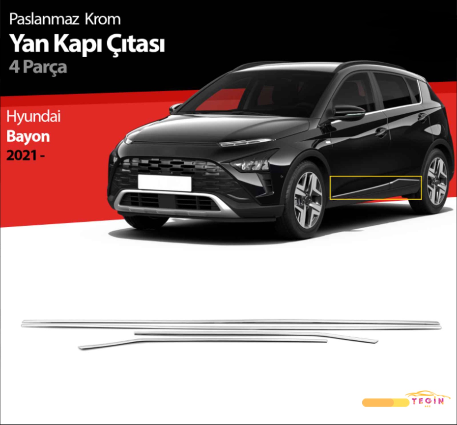 Bayon SUV 2021 Sonrası Premium Yan Kapı Çıtası 4 Parça Paslanmaz Çelik