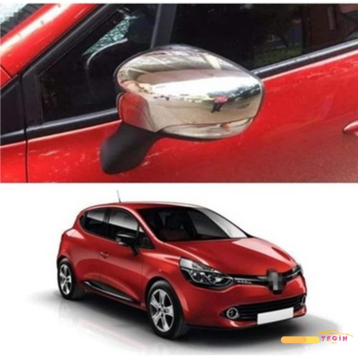 Renault Clio  4 HB 5D/SW 2012 Sonrası Ayna Kapağı 2 Parça Paslanmaz Çelik