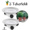 Tekno-Firsat 2 li Tekerlekli Saksı Altığı 25 CM Coadura Design Beyaz