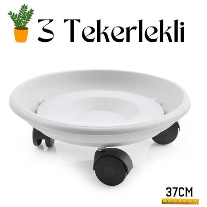 Tekno-Firsat Tekerlekli Saksı Altığı 37 CM Coadura Design Beyaz