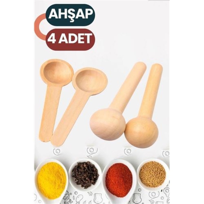 Tekno-Firsat Baharat Kaşığı 7 cm Mini Doğal Ahşap El Yapımı