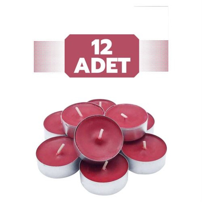 Tekno-Firsat TeaLights Yuvarlak Mum 12 ADET KIRMIZI