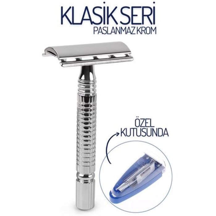 Tekno-Firsat 4 ADET Klasik Tıraş Makinesi Üstten Açmalı Paslanmaz Krom 718637 Toptan Paket