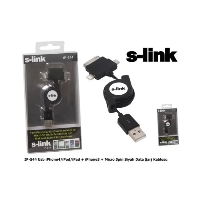 S-LİNK IP544 ARA KABLO IPHONE4/IPHONE5/SAMSUNG