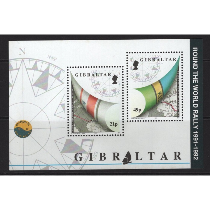 YAT YARIŞI-1992 GIBRALTAR-DAMGASIZ MNH BLOK-NOMİNAL £0.7