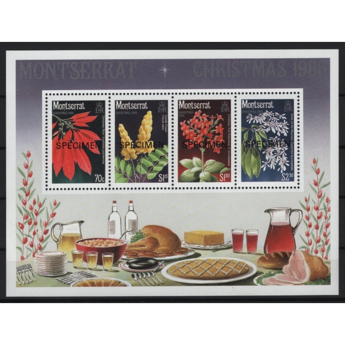 ÇİÇEKLER-NOEL-1986 MONTSERRAT-DAMGASIZ MNH BLOK