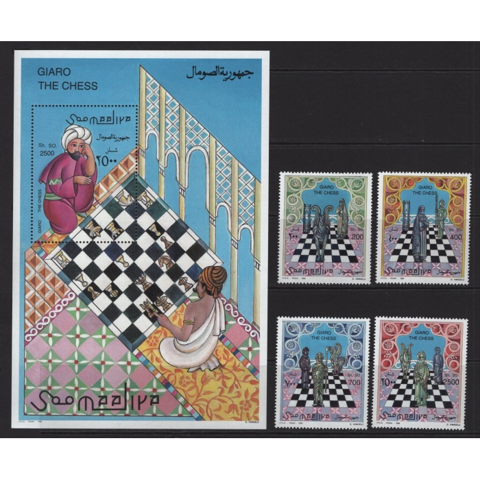 SATRANÇ-1996 SOMALYA-DAMGASIZ MNH BLOK + TAM SET