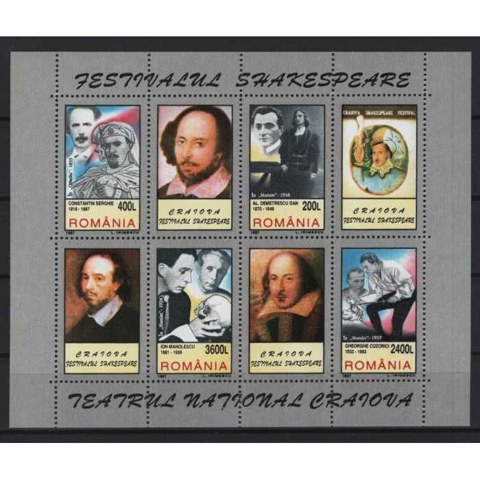 SHAKESPEARE-1997 ROMANYA-DAMGASIZ MNH BLOK