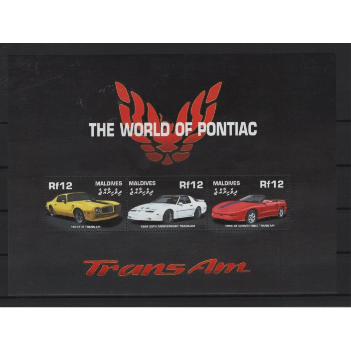 PONTIAC/ TRANS-AM-OTOMOBİLLER-2001 MALDIVES-DAMGASIZ MNH BLOK