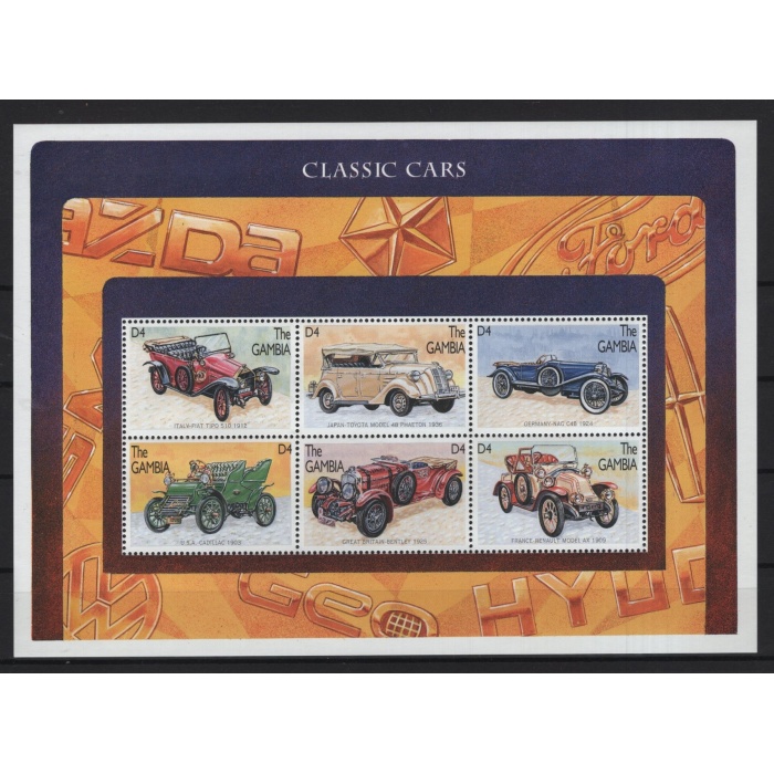 KLASİK OTOMOBİLLER-1996 GAMBIA-DAMGASIZ MNH BLOK