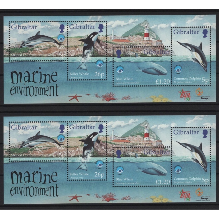 YUNUSLAR-DENİZ FENERİ-1998 GIBRALTAR-2 ADET DAMGASIZ MNH BLOK