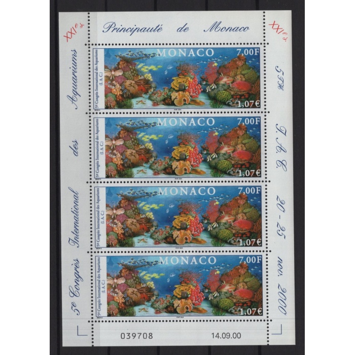 OKYANUS YAŞAMI-2001 MONAKO-DAMGASIZ MNH KLEINBOGEN-NOMİNAL 4 EURO