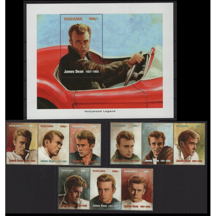 JAMES DEAN-1996 TANZANYA-DAMGASIZ MNH BLOK