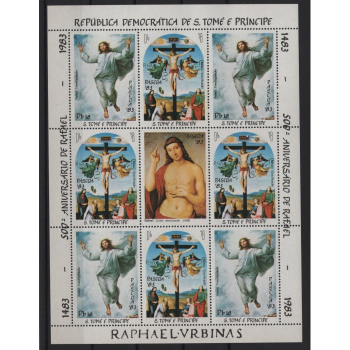 DİNİ TABLOLAR-RAPHAEL-1983 SAO TOME & PRINCIPE-DAMGASIZ MNH KLEINBOGEN