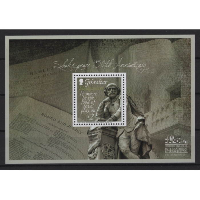 SHAKESPEAR-2014 GIBRALTAR-DAMGASIZ MNH BLOK-NOMİNAL £2