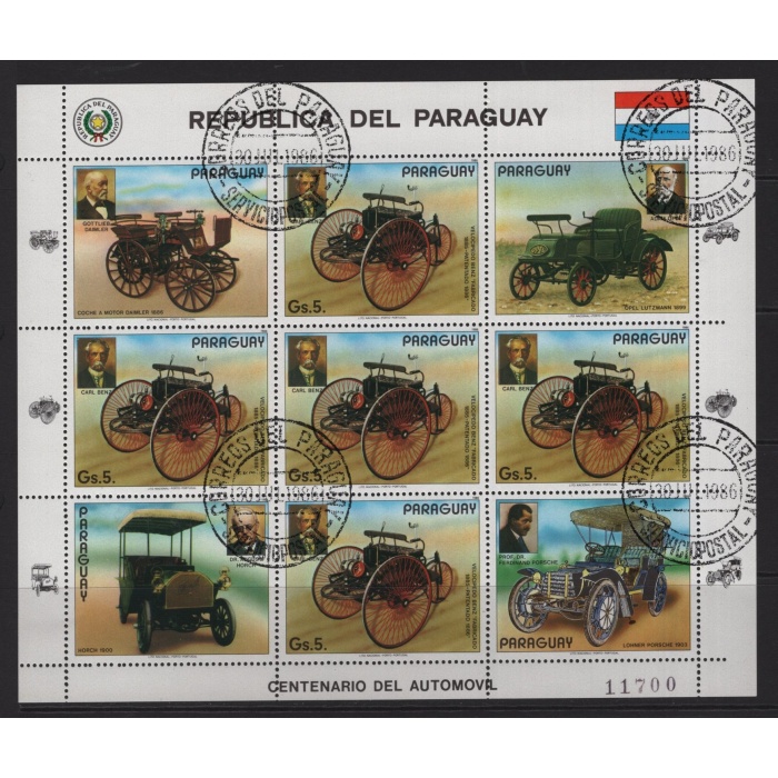 KLASİK OTOMOBİLLER-1986 PARAGUAY-DAMGALI/ CTO KLEINBOGEN