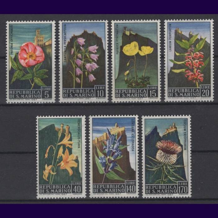 ÇİÇEKLER-1967 SAN MARINO-DAMGASIZ MNH TAM SET