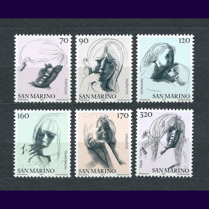 TABLOLAR-1977 SAN MARINO-DAMGASIZ MNH TAM SET