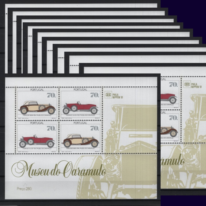 10X KLASİK OTOMOBİLLER-1991 PORTEKİZ-DAMGASIZ MNH BLOK