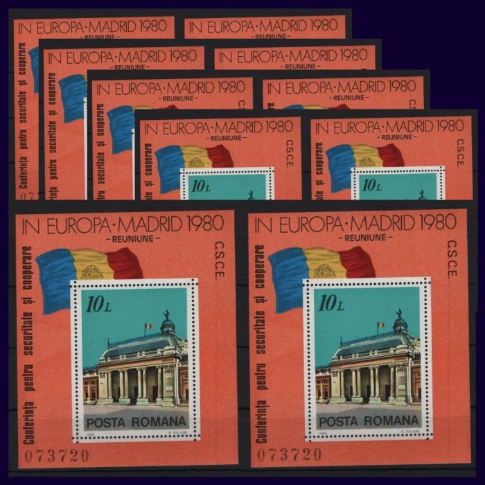 10X MİMARİ-AVRUPA GÜVENLİK KONFERANSI-1980 ROMANYA-DAMGASIZ MNH BLOK