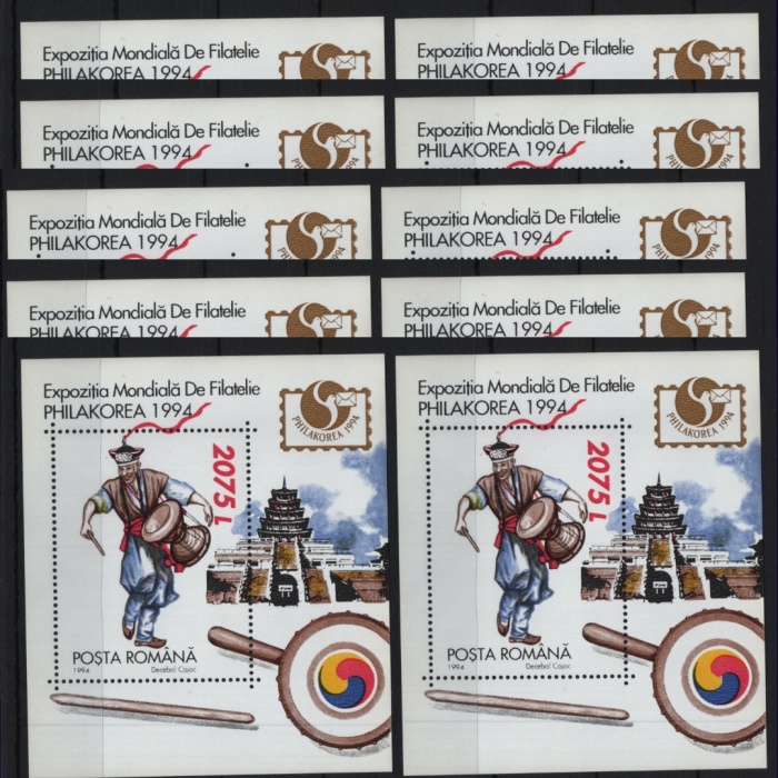 10X PUL SERGİSİ-KOSTÜMLER-1994 ROMANYA-DAMGASIZ MNH BLOK