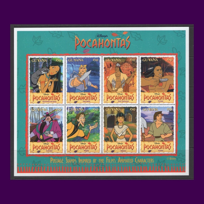 DİSNEY-POCAHONTAS-1995 GUYANA-DAMGASIZ MNH KLEINBOGEN