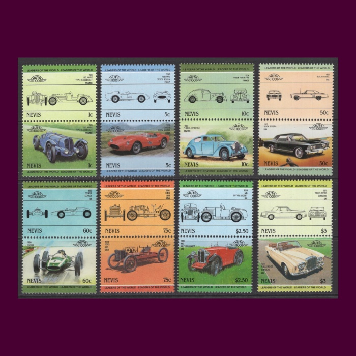 KLASİK OTOMOBİLLER-1985 NEVİS-DAMGASIZ MNH TAM SET