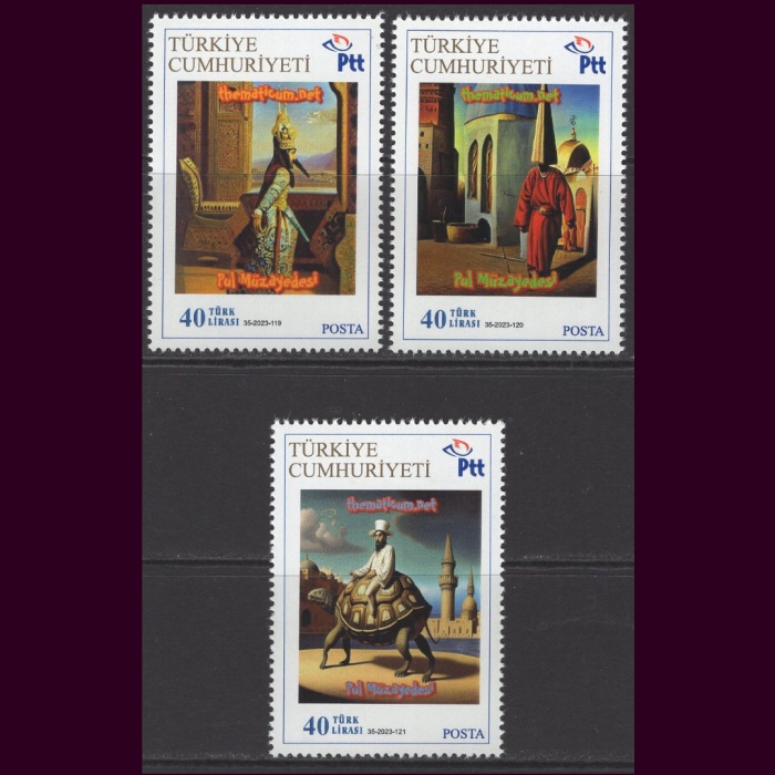 SÜRREALİST TABLOLAR-THEMATICUM KİŞİSEL PUL-2023 TÜRKİYE-DAMGASIZ MNH TAM SET (50 ADET BASILDI)