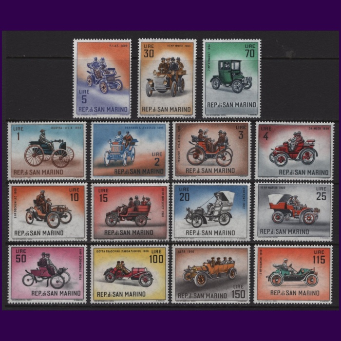 KLASİK OTOMOBİLLER-1962 SAN MARINO-DAMGASIZ MNH TAM SET