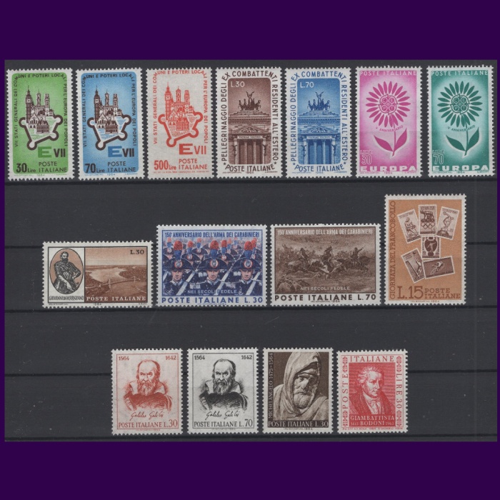 TAM YIL SETİ-1964 İTALYA-DAMGASIZ MNH TAM SET (SADECE 2 PUL EKSİK)