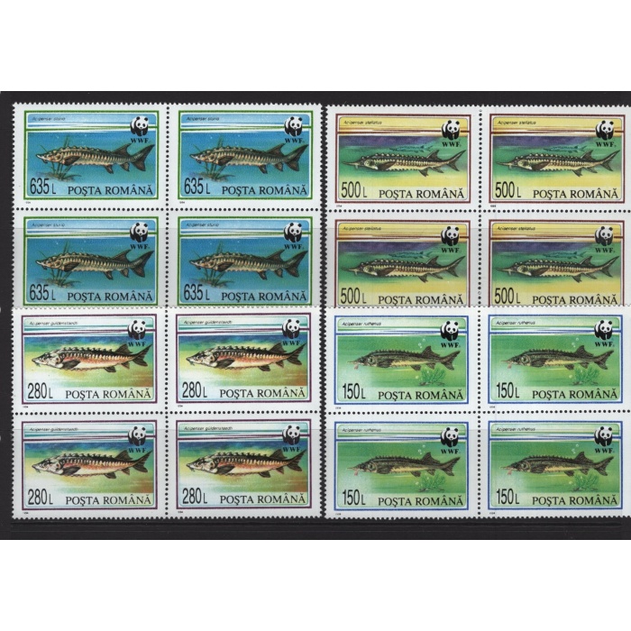 BALIKLAR-1994 ROMANYA-DAMGASIZ MNH 4LÜ BLOK TAM SET