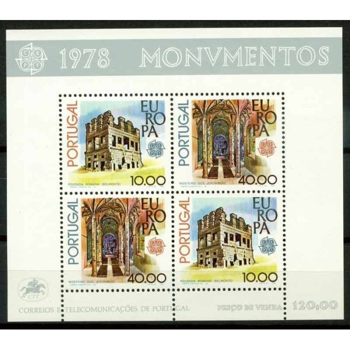 AVRUPA CEPT-1978 PORTEKİZ-DAMGASIZ MNH BLOK-MICHEL KD: 22 EURO