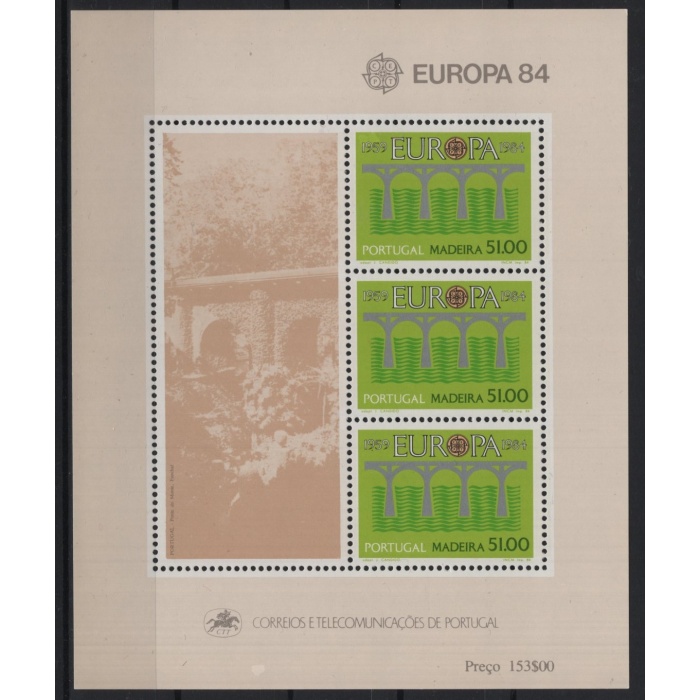 AVRUPA CEPT-1984 MADEIRA-DAMGASIZ MNH BLOK-MICHEL KD: 7 EURO