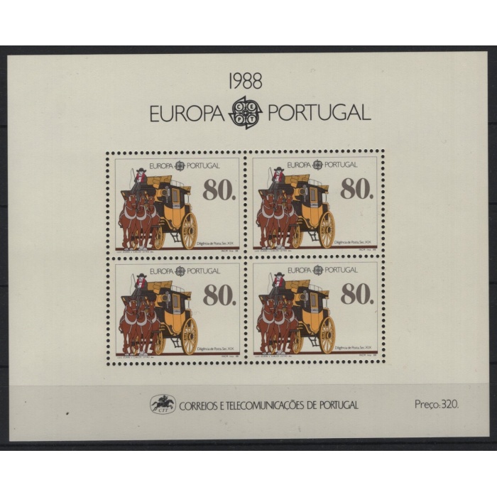 AVRUPA CEPT-1988 PORTEKİZ-DAMGASIZ MNH BLOK-MICHEL KD: 14 EURO