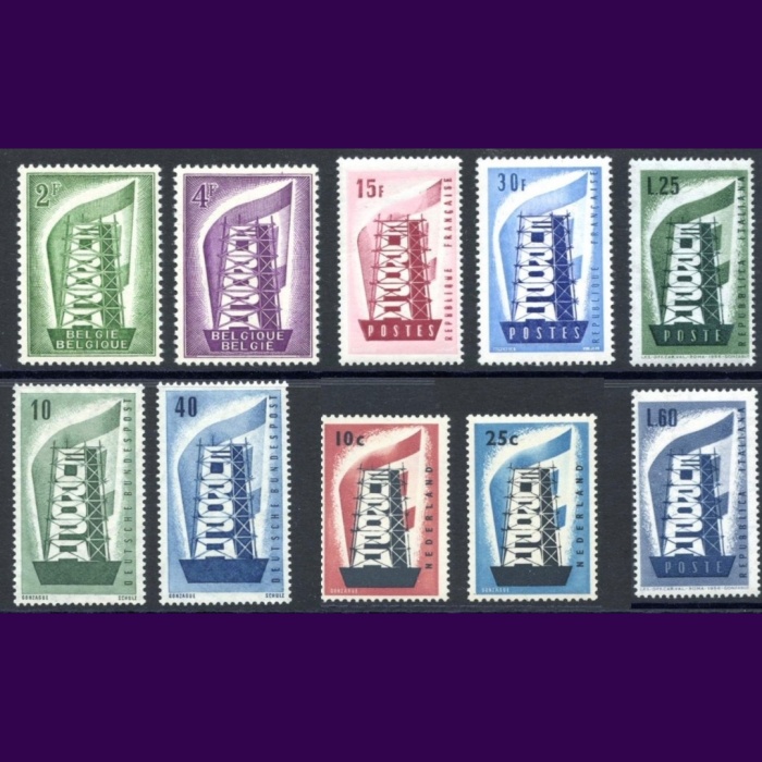 1956 AVRUPA CEPT-DAMGASIZ MNH TAM YIL SETİ (LÜKSEMBURG HARİÇ)