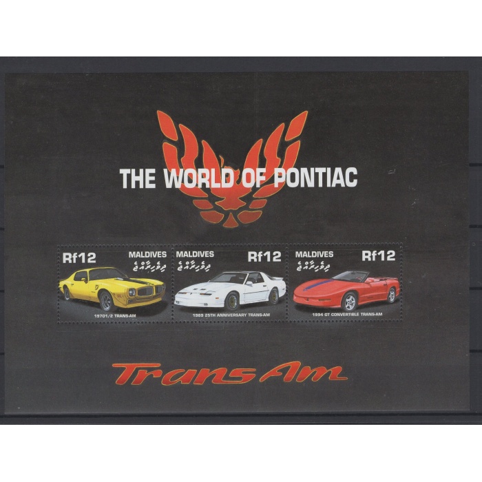 PONTIAC/ TRANS-AM-OTOMOBİLLER-2001 MALDIVES-DAMGASIZ MNH BLOK