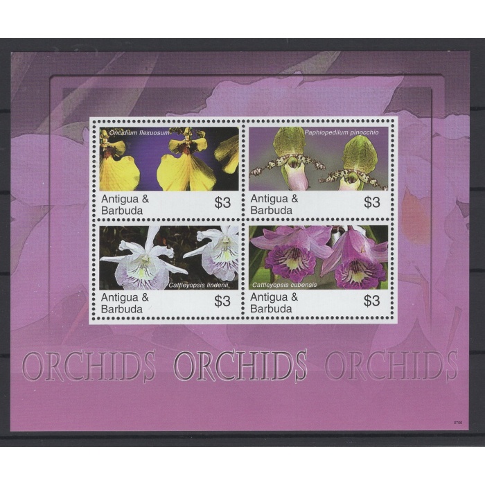 ÇİÇEKLER-ORKİDELER-2007 ANTIGUA & BARBUDA-DAMGASIZ MNH BLOK