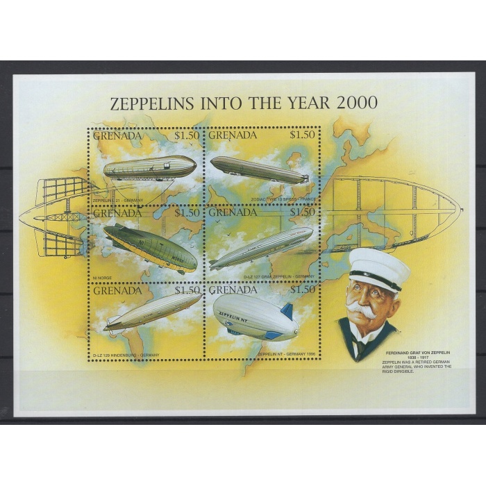 MODERN ZEPLİNLER-1996 GRENADA-DAMGASIZ MNH BLOK