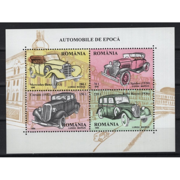 KLASİK OTOMOBİLLER-1996 ROMANYA-DAMGASIZ MNH BLOK