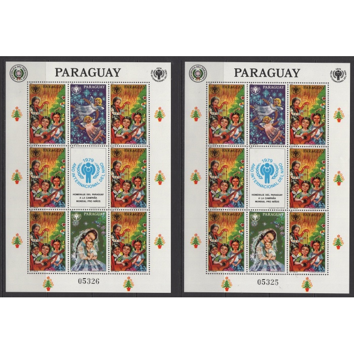 ÇOCUK YILI-1979 PARAGUAY-2 ADET DAMGASIZ MNH BLOK