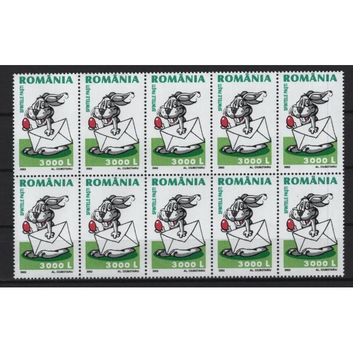 ÇİZGİ KARAKTERLER-MEKTUP GÜNÜ-2003 ROMANYA-DAMGASIZ MNH 10LU TABAKA TAM SET