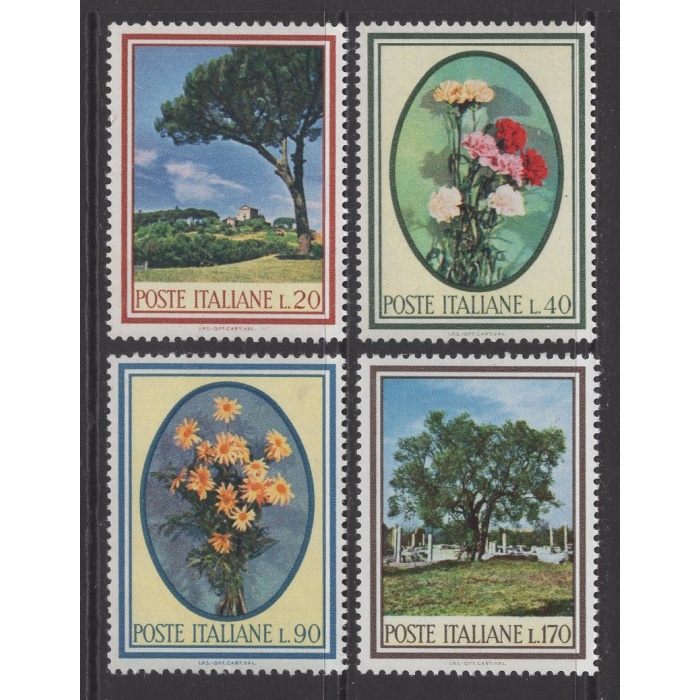 ÇİÇEKLER VE AĞAÇLAR TEMALI TABLOLAR-1966 İTALYA-DAMGASIZ MNH TAM SET