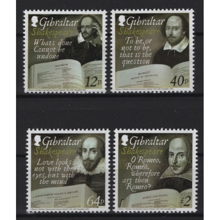 WILLIAM SHAKESPEARE-2014 GIBRALTAR-DAMGASIZ MNH BLOK-NOMİNAL £3.16