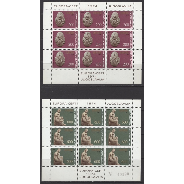 AVRUPA CEPT-HEYKEL SANATI-1974 YUGOSLAVYA-DAMGASIZ MNH KLEINBOGEN TAM SET