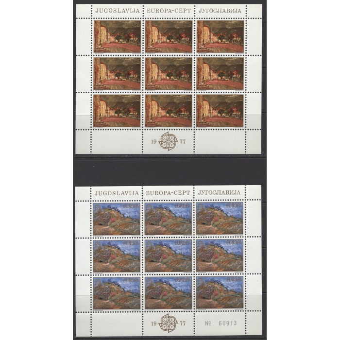 AVRUPA CEPT-TABLOLAR-1974 YUGOSLAVYA-DAMGASIZ MNH KLEINBOGEN TAM SET